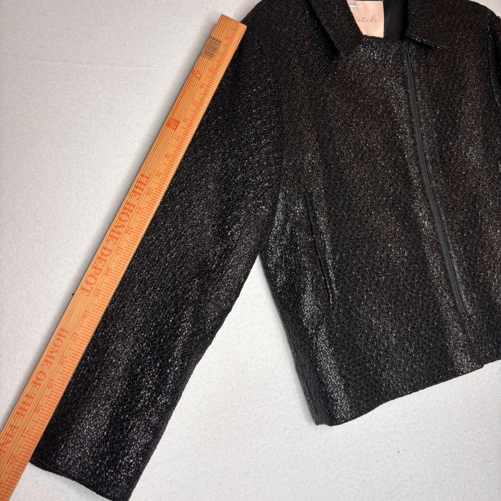 Free People Hutch Black Tweed Foil Jacket Blazer Size Medium - Picture 11 of 11